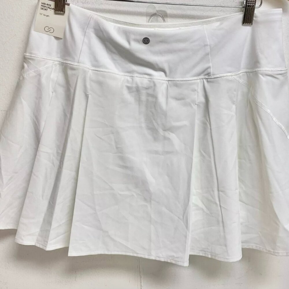 Calia Mid-Rise Performance Skort, Pure White, Size Small